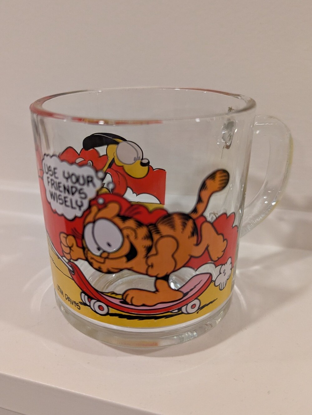 Garfield Glass Mug in Orange and Yellow Vintage McDonald's
